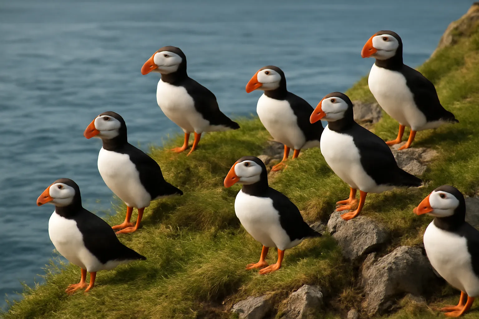 Macareux moine sur une falaise arctique