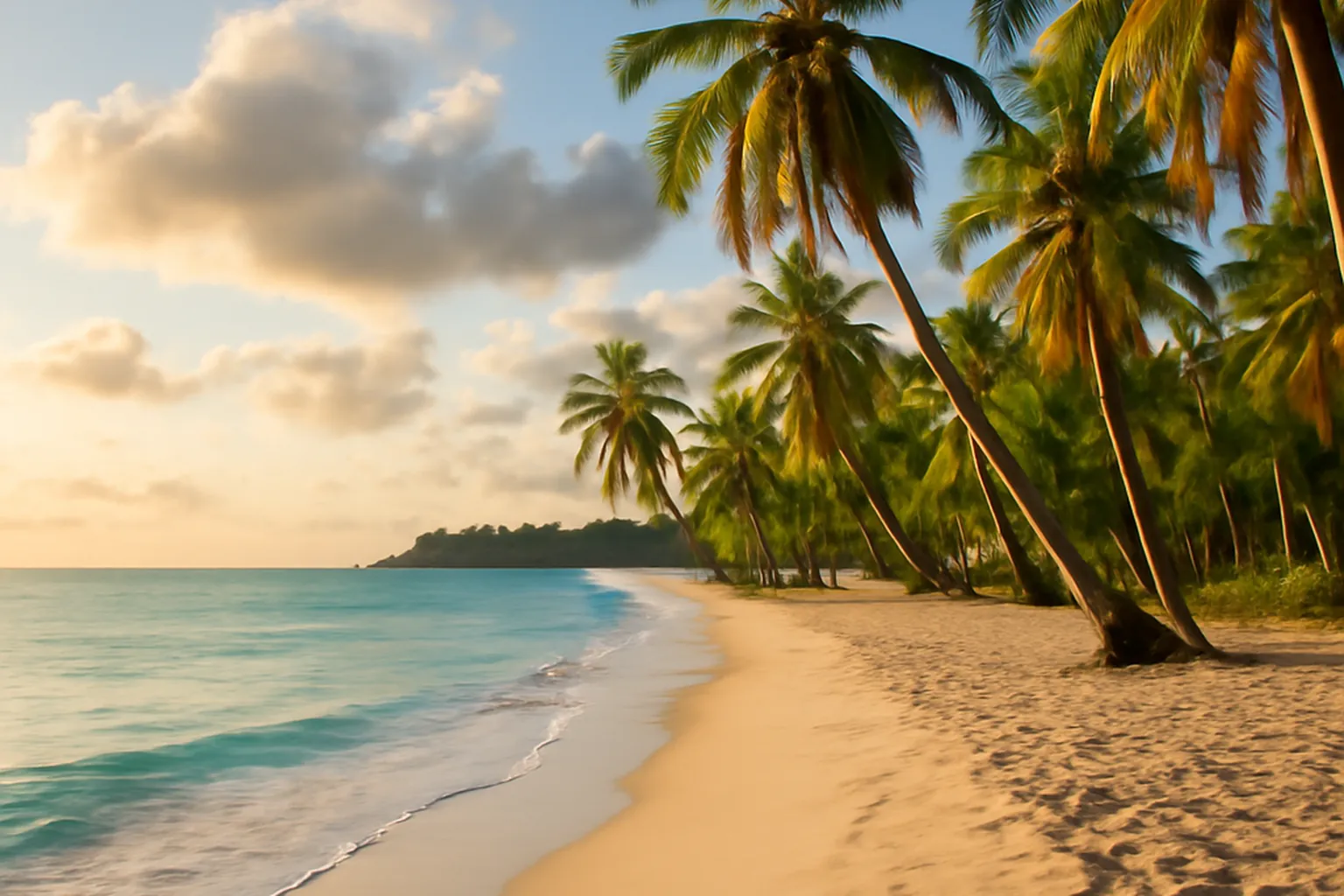 Plage des Salines en Martinique avec cocotiers et eau turquoise