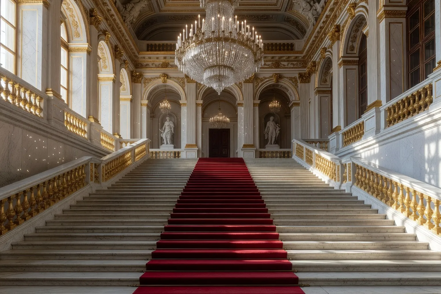 Interieur d'une salle d'apparat de l'Ermitage avec dorures et marbres
