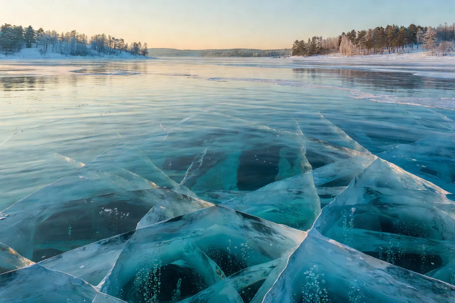 Lac Baikal gele en hiver